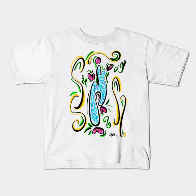 Funky Lady Abstract Kids T-Shirt by alolxis